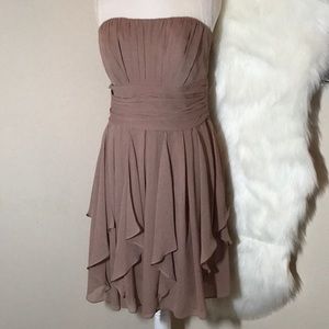 Strapless Crinkle Chiffon Latte Color SIZE 12 NWT
